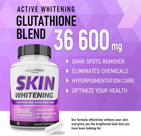 Glutathione Whitening Pills, Skin Lightening Formula with Vitamin C, Dark Spot Remover