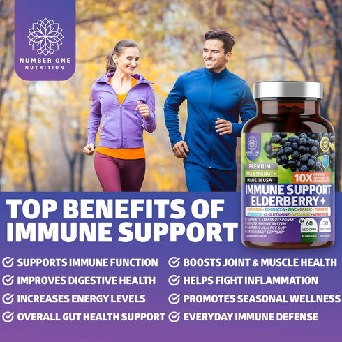 2 Pack N1N Premium 10 in 1 Immune Support Supplement, 120 Veg Caps - with Elderberry, Vitamin C, Zinc, Echinacea