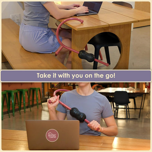 Toro Canyon 2-in-1 Roller Cane Massager | Massage Roller Stick & Trigger Point Cane | Rubber Ball for Deep Tissue
