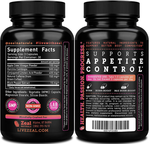Apple Cider Vinegar Weight Management Pills for Women, Garcinia Cambogia with CLA & Green Coffee Bean Green Tea