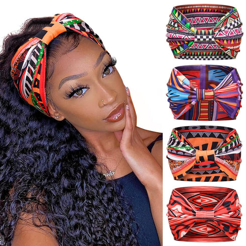 Huachi 4 Pack Wide Headbands for Women, Boho Non-Slip Workout Hair Accessories for Sport Yoga