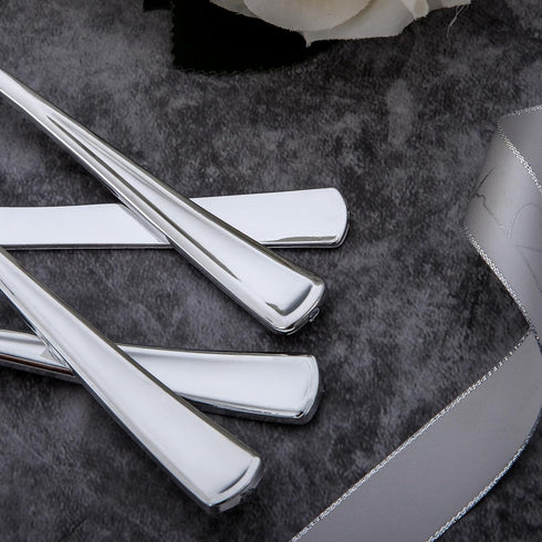 Liacere 200Pcs Silver Plastic Cutlery - 100 Forks, 50 Spoons, 50 Knives, Disposable Silverware for Parties