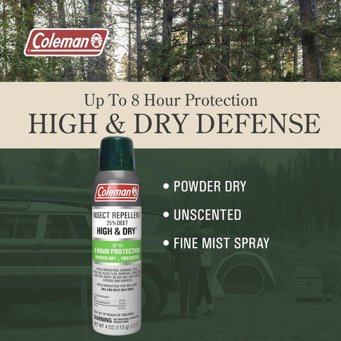 Coleman Insect Repellent Spray - 25% DEET Dry Formula Insect Repellent Spray protects against ticks, mosquitoes, chiggers, gnats, fleas and flies, ideal for camping, outdoor activities, 4oz