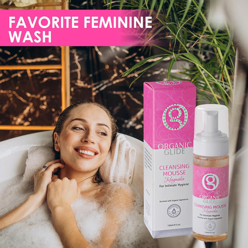 Feminine Body Wash, 5 fl oz - Natural Cleansing Mousse with Probiotic Support, Refreshing Magnolia Scent