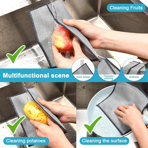 10 Pcs New Upgrade Triple-Layer Non Scratch Wire Dishcloth, Kitchen Cleaning Dish Rags for Cookware