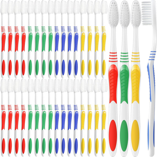 200 Packs Bulk Disposable Travel Toothbrush Set, Individually Wrapped for Adults or Kids, Medium Soft Large Brush Head