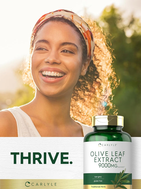 Carlyle Olive Leaf Extract Capsules, 9000mg, 100 Count, Non-GMO, Gluten Free High Potency Supplement