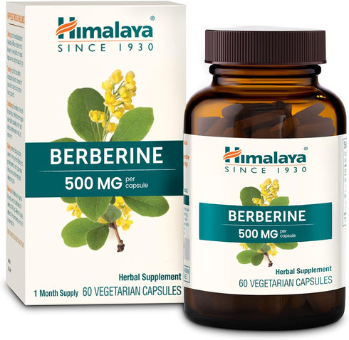 Himalaya Berberine for Metabolism & Cholesterol Support, GI & Immune Support, 1000 mg, Vegan, 60 Capsules