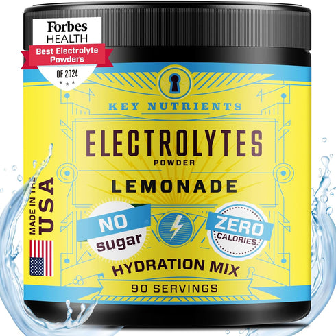 KEY NUTRIENTS No Sugar Multivitamin Electrolytes Powder, Refreshing Lemonade, 90 Servings, Made in USA