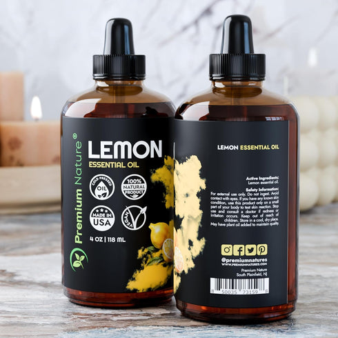 Lemon Essential Oil for Diffuser, Organic Essential Oil for Skin, Aromatherapy Oils for Laundry, 4 oz
