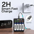 Rechargeable AA Batteries 1.5V 3400mWh High Capacity, 4 Packs with 2H Fast Smart Charger, 1500 Cycles