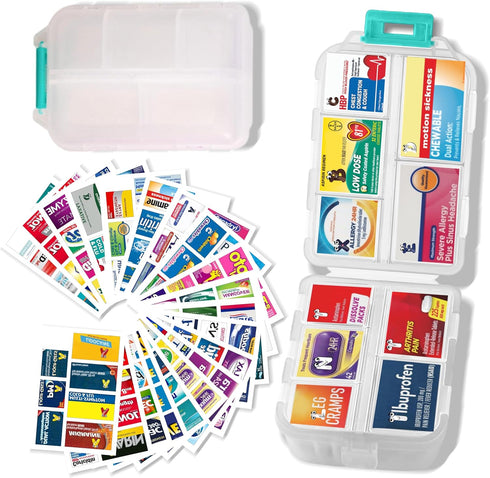 iouwei Large Pill Organizer with Medicine Labels - 7 Day Travel Daily Container,