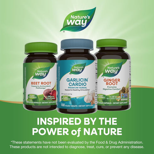 Nature's Way Premium Herbal Garlicin Cardio, 350 mg - 180 Count for Heart Health