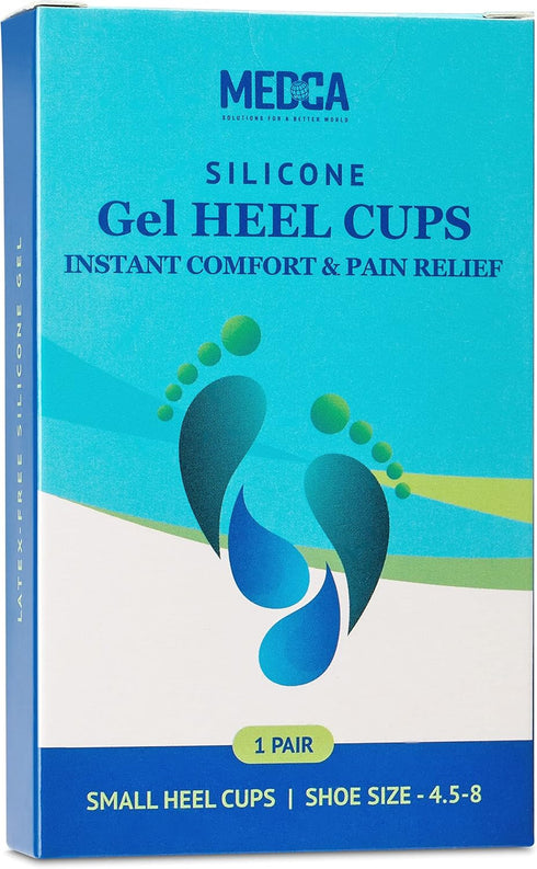 MEDCA Silicone Gel Heel Cushion Pads - Shoe Inserts for Plantar Fasciitis, Sore Heel, Bone Spur & Achilles Pain Relief,