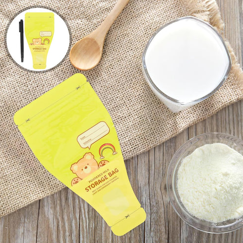 HAKIDZEL 120pcs Portable Formula Storage Bags Funnel-shaped Leakproof Disposable Milk Containers for Travel and Outdoor