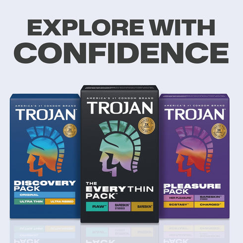 Pack, Pack, 10 Count Trojan The Everythin Assorted Latex Lubricated Thin Condoms Variety Raw, Bareskin, Bareskin