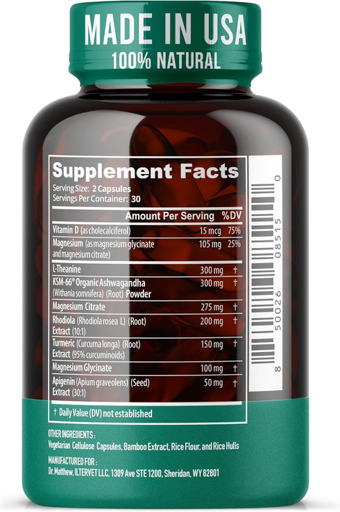 KSM-66, D3Calm Cortisol Reducer & Adrenal Support SupplementNatural Stress Relief with Ashwagandha Magnesium Glycinate