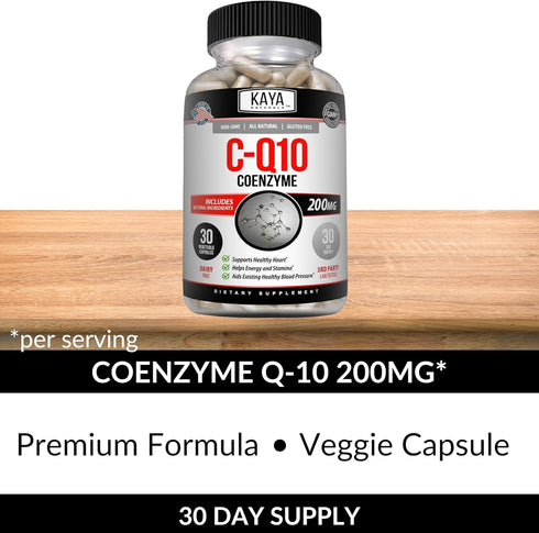 Kaya Naturals CoQ10 Power Antioxidant Supplement, 30 Veggie Capsules for Heart Health and Energy