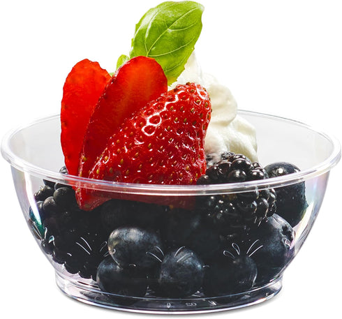 Clear Mini Plastic Bowls - 50 Pack, 6 Oz Disposable Premium Hard Plastic Dessert Bowls for Parties, Catering