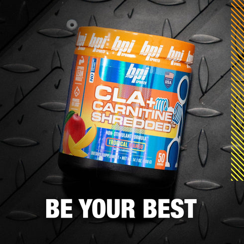 BPI Sports CLA + Carnitine Shredded, Supports Lean Muscle & Fat Loss - Tropical Mango (14.1 oz. / 50 Servings)