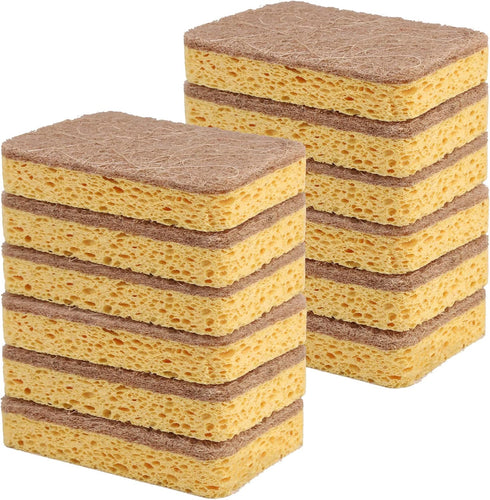 Yolaist 12 Pack Non-Scratch Scrub Sponge, Natural Kitchen Sponges for Cleaning Kitchen, Scratch