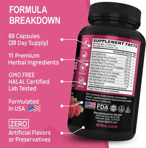 Menopause Supplements for Women Support Pills - Natural Menopause Relief for Hot Flashes, Night Sweats & Mood Swings