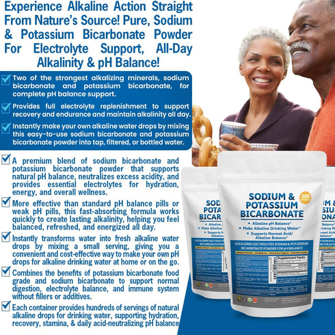 Immune Sodium Bicarbonate Powder & Potassium Bicarbonate Powder pH Balance Supplement. Make Gallons of Alkaline Water