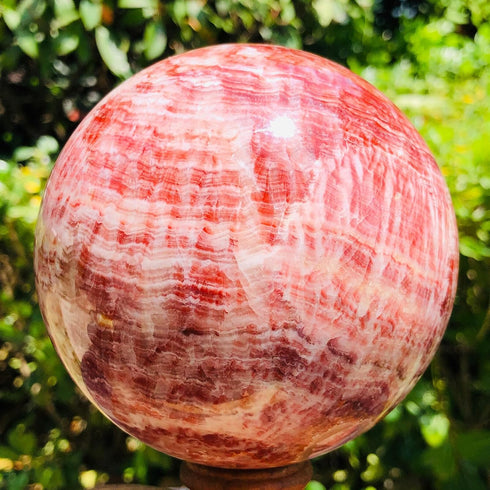 VNPOTTIQ 1pc 200-250g Red Stripe Pork Stone Quartz Crystal Sphere Ball