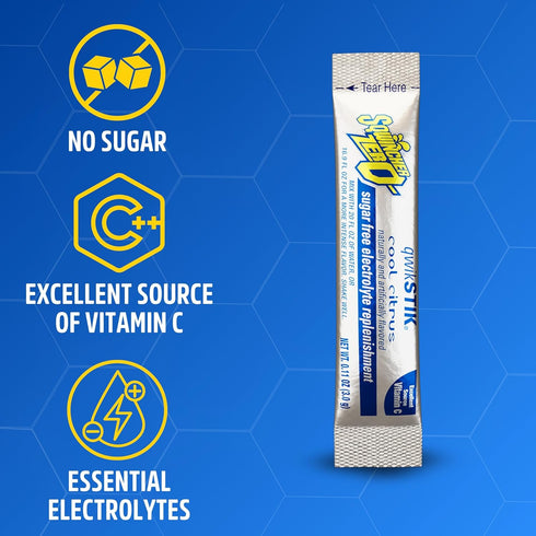 Sqwincher .11 0z Packet (Pack 50) Zero Qwik Stik, Cool Citrus, Sugar Free, Low Calorie, Low Sodium Electrolyte Powder