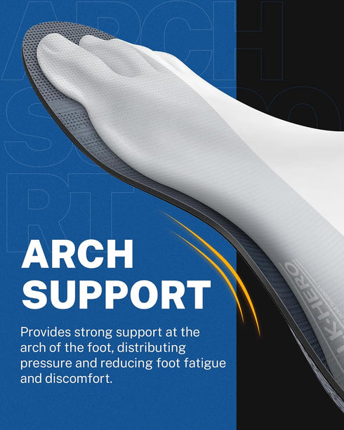 Walkhero Plantar Fasciitis Pain Relief Insoles - High Arch Support Orthotic Shoe Inserts for Flat Feet and Foot Fatigue