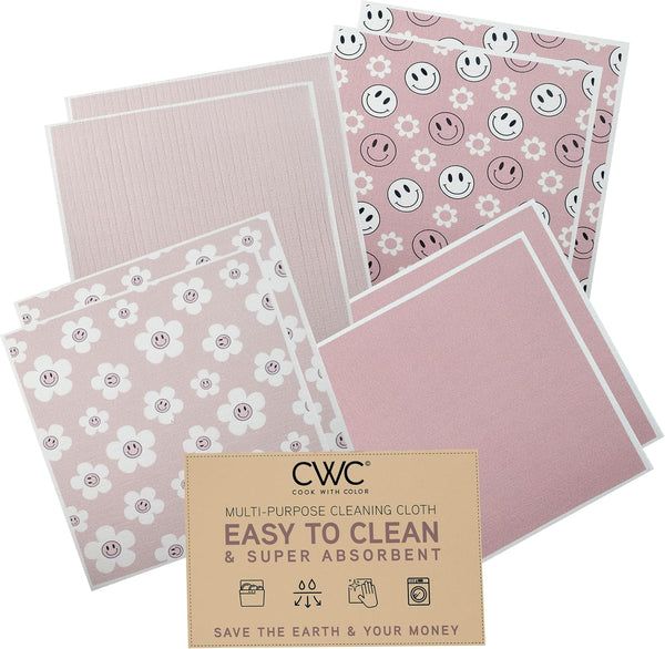 COOK WITH COLOR Eco-Friendly Reusable Swedish Dishcloths for Kitchen - Pack of