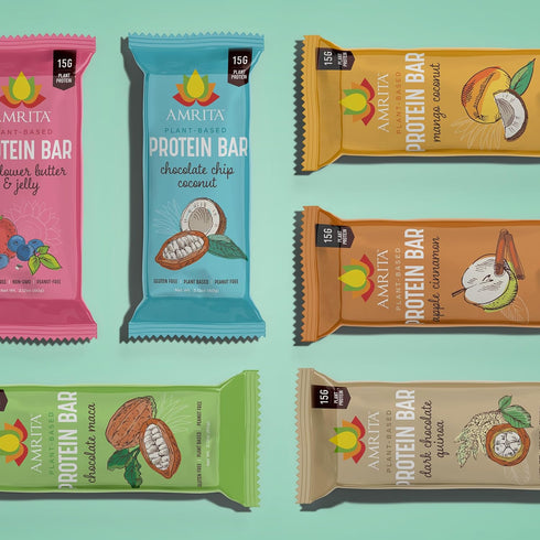Pack (12 6 12g Amrita Nut Free Vegan Protein Bars Variety Bars, Flavors) | Plant Based Protein Bars | Peanut Free