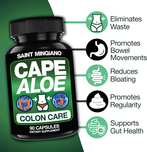 Cape Aloe Colon Cleanse, Detox & Flush - 90 Capsules, Gentle Constipation Relief and Natural Herbal Laxative
