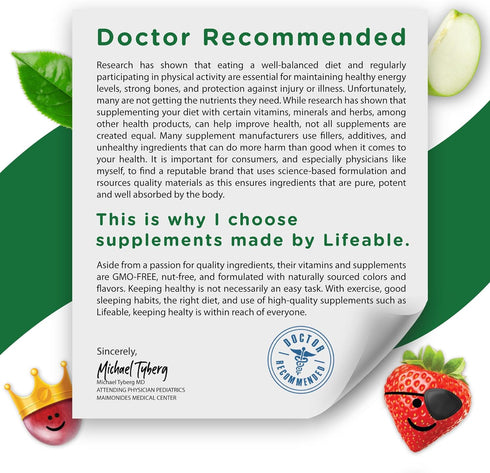 Lifeable Zinc for Kids | 25mg Natural Flavored Gummies | Gluten Free Vegetarian Zinc Supplements, 90 Gummies