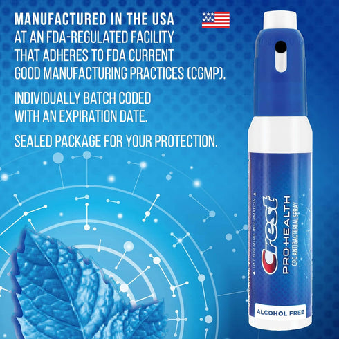 Crest Pro-Health Portable Alcohol-Free CPC Mist, Clean Mint Flavor, 1 Count (0.44oz) Breath Spray Fights Odor