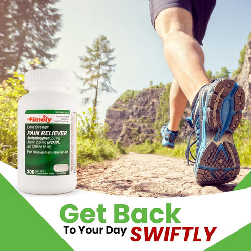 Timely Extra Strength Headache Relief - Acetaminophen with Aspirin & Caffeine (300 Caplets) for Pain & Muscle Aches