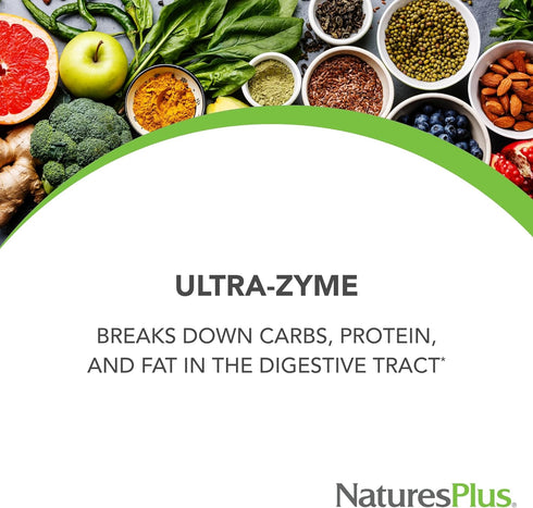 NaturesPlus Ultra-Zyme - 90 Tablets, Gluten Free Enzyme Supplement for Healthy Digestion