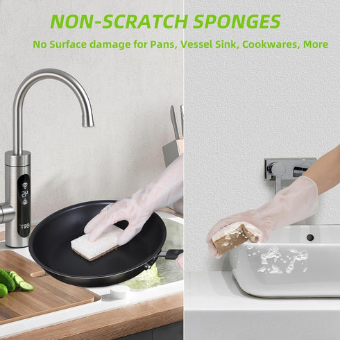 Natural Dish Sponges 16 Pack - Biodegradable Kitchen Compostable Cellulose Coconut Scrubber, No Scratch