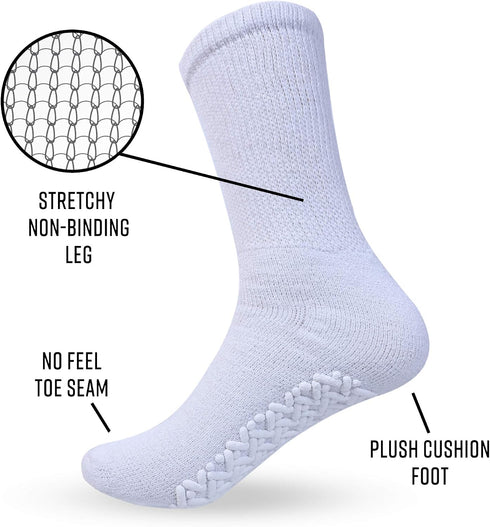 Non-Slip Diamond Star Hospital Crew Socks with Grips for Men and Women