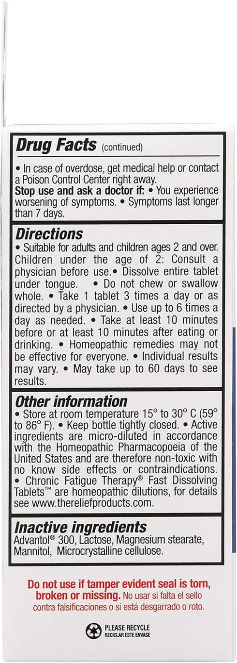 The Relief Products Chronic Fatigue Therapy - Fast Dissolving Tablets for Fatigue, Weakness, Tiredness, CFS, 70 Count