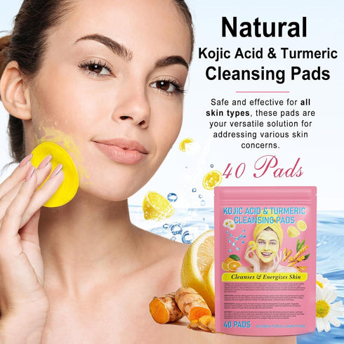 Kojic Acid And Turmeric Cleansing Pads, 80 Count Turmeric Cleansing Pads for Face