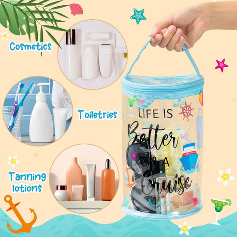 Y1tvei Clear Beach Cruise Lotion Toiletry Bag, Waterproof PVC Cosmetic Bag for Sunscreen Travel Makeup, Organizer Pouch