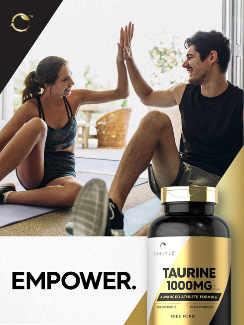 Carlyle Taurine 1000mg Capsules - 400 Count, Free Form, Non-GMO, Gluten Free Supplement