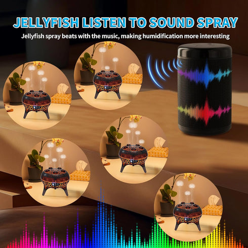 KCKJ Jellyfish,250ml 3 7 Jellyfish Essential Oil Diffuser Sound-Activated Spray Dancing Aroma Air Diffuser, Mist Modes