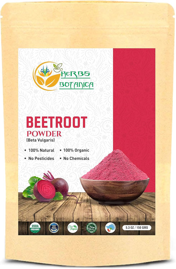Organic Beetroot Powder for Baking and Smoothies, Nitric Oxide Supplement, 5.3 oz / 150 gms