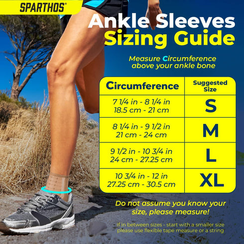 Sparthos Ankle Compression Socks (Pair) - Plantar Fasciitis Brace with Arch Support for Sports and Everyday Wear