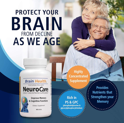 Neuro Care Nootropic Brain Health Supplement, 60 Tablets, Enhanced Mental Focus, Memory, and Clarity
