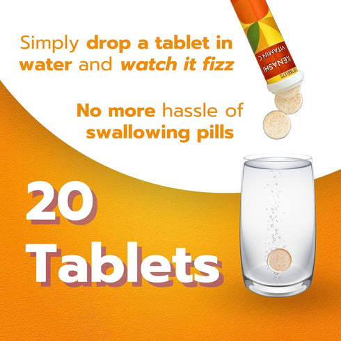 Kenashi 1000mg 20 Vitamin C Effervescent Tablets Vitamin with Zinc Potassium Magnesium E Vitamin Vitamina C