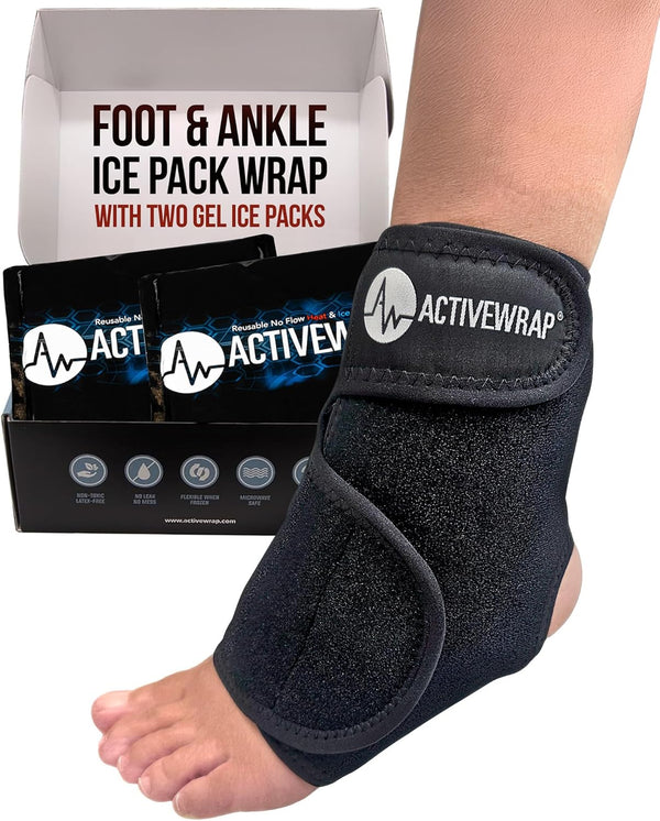 Activewrap Ankle Ice Pack Wrap - Includes 2 Reusable Ultra Flex Gel