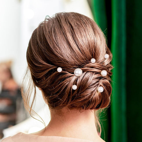 OIIKI 6PCS Pearl Hair Bobby Pins | Decorative Wedding Bobby Pins for Women and Girls in Gold